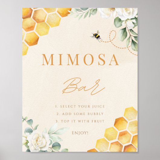 Honey Bee Shower Mimosa Bar Tabletop Schild Poster (Vorne)