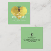 Honey Bee Skincare Gold Foil auf Grün Quadratische Visitenkarte (Vorne/Hinten)