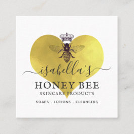 Honey Bee Skincare Gold Foil On White Business Car Quadratische Visitenkarte