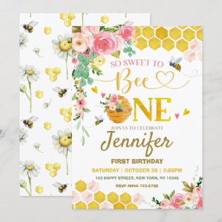 Honey Bee So Sweet to Bee One 1. Geburtstag Einladung