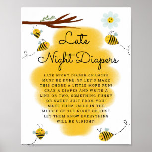 Honey Bee Spate Night Diapers Baby Dusche Schild
