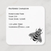 Honey Bee Square Business Card Quadratische Visitenkarte (Rückseite)