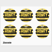 Honey Bee Stripes Black und Gold Honey Jar Runder Aufkleber (Blatt)