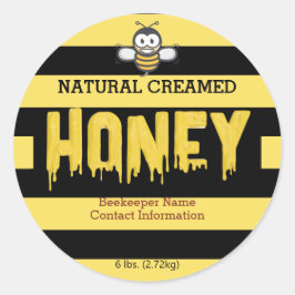 Honey Bee Stripes Black und Gold Honey Jar Runder Aufkleber
