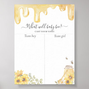 Honey Bee Sunflowers Gender Reveal Abstimmung Char Poster