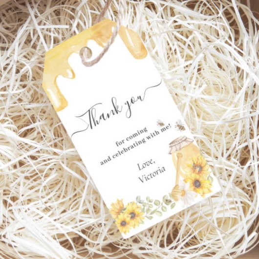 Honey Bee Sunflowers Gender Reveal Danke Geschenkanhänger