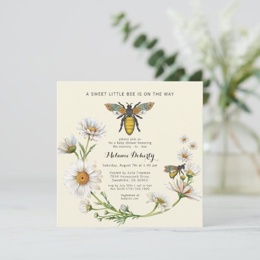 Honey Bee Sweet Little Honey Baby Dusche Einladung (Stehend Vorderseite)