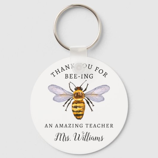 Honey Bee Teacher Wertschätzung Name Schlüsselanhä Schlüsselanhänger (Vorderseite)