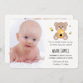 Honey Bee Teddy Bear Geburtsankündigung Ankündigung (Vorne/Hinten)