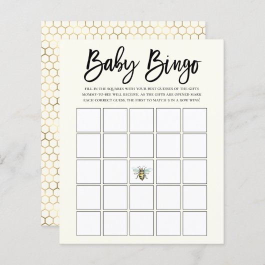 Honey Bee Theme Baby Bingo Game (Vorne/Hinten)