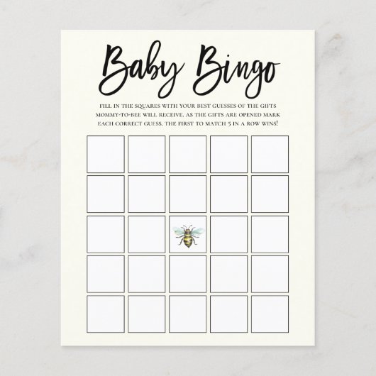 Honey Bee Theme Baby Bingo Game (Vorderseite)