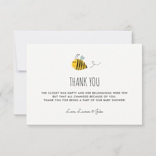 Honey Bee Theme Baby Dusche Danke Karten (Vorderseite)