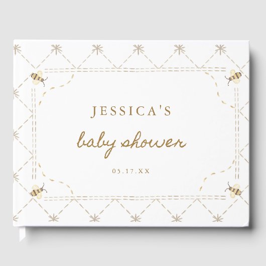 Honey Bee Theme Baby Shower Gästebuch (Vorderseite)