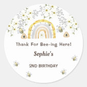 Honey Bee Theme Birthday Party Runder Aufkleber (Vorderseite)