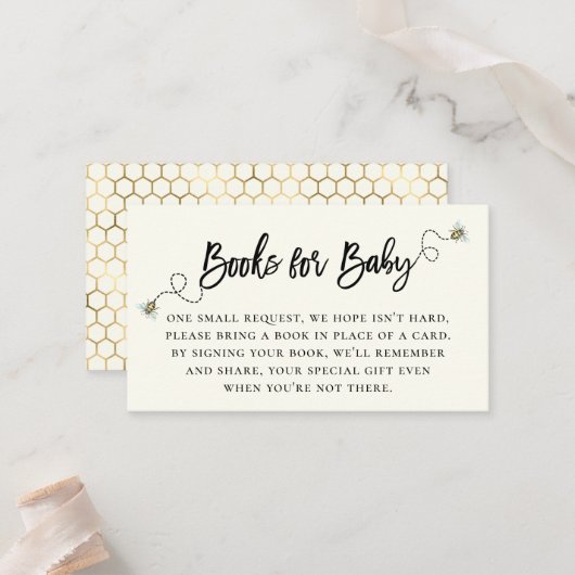 Honey Bee Theme Book Request Enclosure Card Platzkarte (Vorderseite/Rückseite Beispiel)