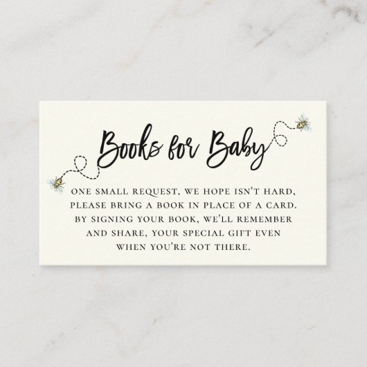 Honey Bee Theme Book Request Enclosure Card Platzkarte (Vorderseite)