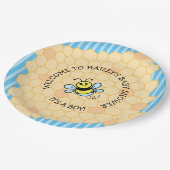 Honey Bee Themed Boy's Baby Shower Pappteller (Schrägansicht)