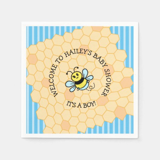 Honey Bee Themed Boy's Baby Shower Serviette (Vorderseite)