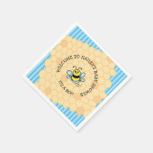 Honey Bee Themed Boy's Baby Shower Serviette (Ecke)
