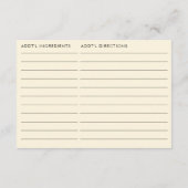 Honey Bee Themed Recipe For Bride Bridal Shower Begleitkarte (Rückseite)