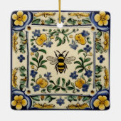 Honey Bee Traditional Blue Yellow Mediterranean Keramikornament (Rückseite)
