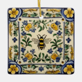 Honey Bee Traditional Blue Yellow Mediterranean Keramikornament (Vorderseite)