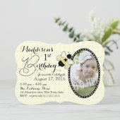 Honey Bee und Gingham Birthday Einladung (Stehend Vorderseite)