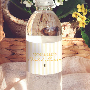 Honey Bee Vintage Gelbe Streifen Brautparty Wasserflaschenetikett