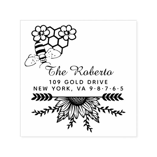 Honey Bee | Vintager Familienname und Permastempel (Design)