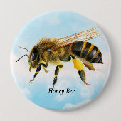 Honey Bee Watercolor Malerei Button (Vorderseite)
