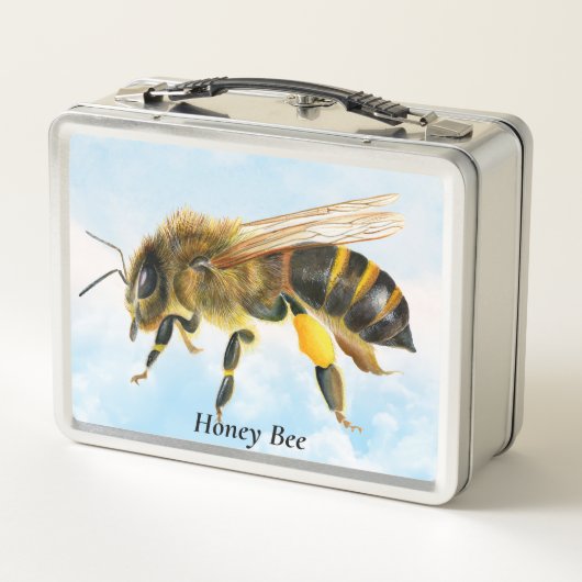 Honey Bee Watercolor Malerei Metall Brotdose (Rückseite)