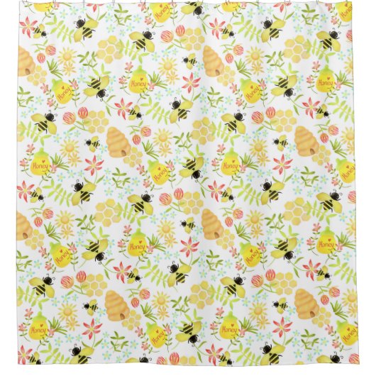 Honey Bee White Duschvorhang (Vorderseite)