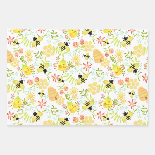 Honey Bee White Geschenkpapier Set (Vorderseite)