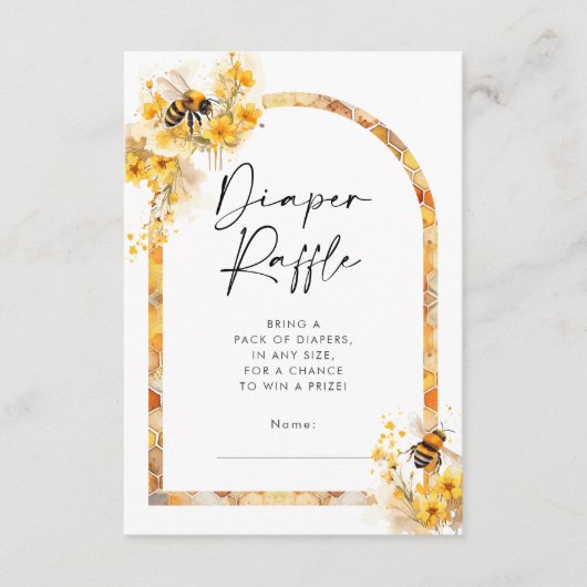 Honey Bee Wildblume Baby Duwer Windelwanne Raffle Begleitkarte (Vorderseite)