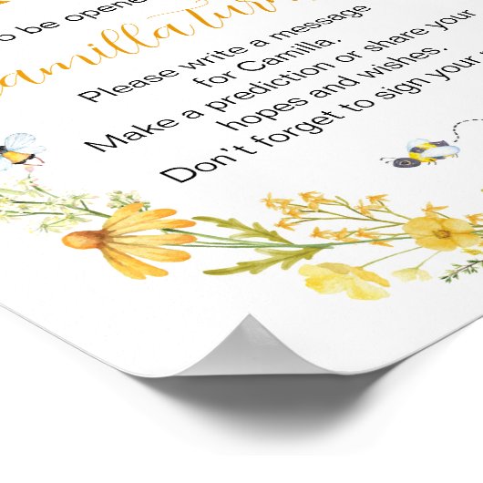 Honey Bee Wildblume Birthday Time Capsule Zeichen Poster (Ecke)