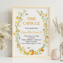 Honey Bee Wildblume Birthday Time Capsule Zeichen Poster