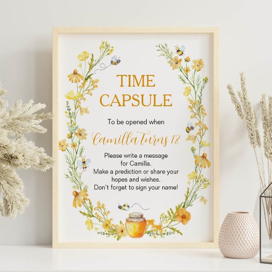 Honey Bee Wildblume Birthday Time Capsule Zeichen Poster