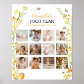 Honey Bee Wildblume First Birthday Milestone Zeich Poster (Vorne)