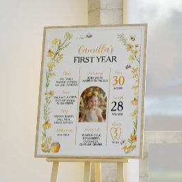 Honey Bee Wildblume First Birthday Milestone Zeich Poster