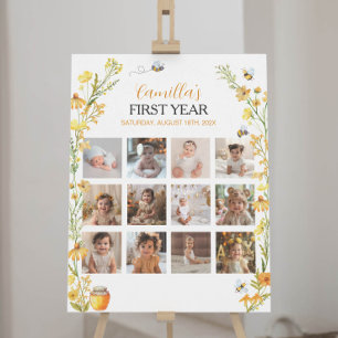 Honey Bee Wildblume First Birthday Milestone Zeich Poster