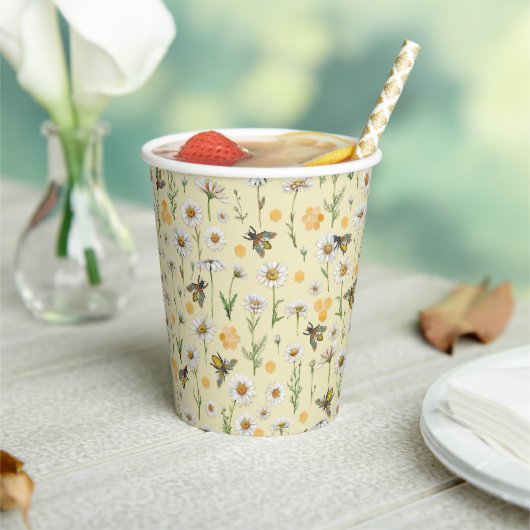 Honey Bee Wildblumen Baby Shower Paper Cups | Bum Pappbecher (In Situ)