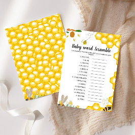 Honey Bee Wort Ramming Baby Duschgame Card Einladung