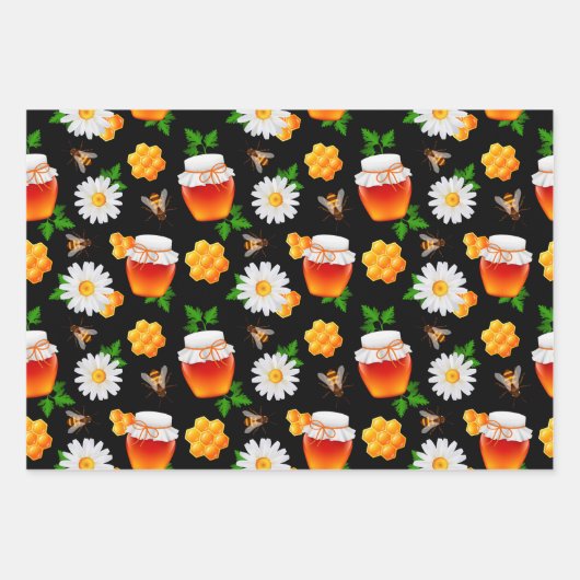 Honey Bee Wrapping Paper Set 3 Geschenkpapier Set (Vorderseite)