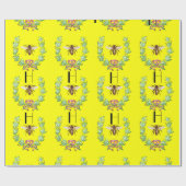 HONEY BEE, WREATH MIT OAK BLÄTTER MONOGRAM GESCHENKPAPIER (Flach)
