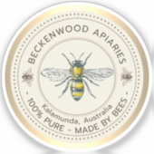 Honey Bee Yellow Beekeeper Apiary Gold Border Aufkleber (Vorderseite)