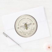 Honey Bee Yellow Beekeeper Apiary Taupe Border Runder Aufkleber (Umschlag)