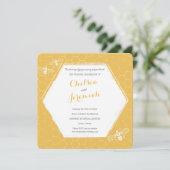 Honey Bee Yellow Custom Wedding Einladung (Stehend Vorderseite)