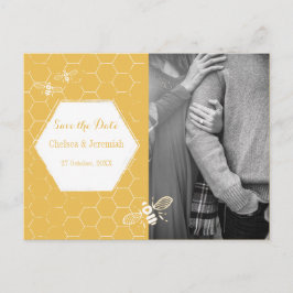 Honey Bee Yellow Foto Save the Date Postcard Postkarte