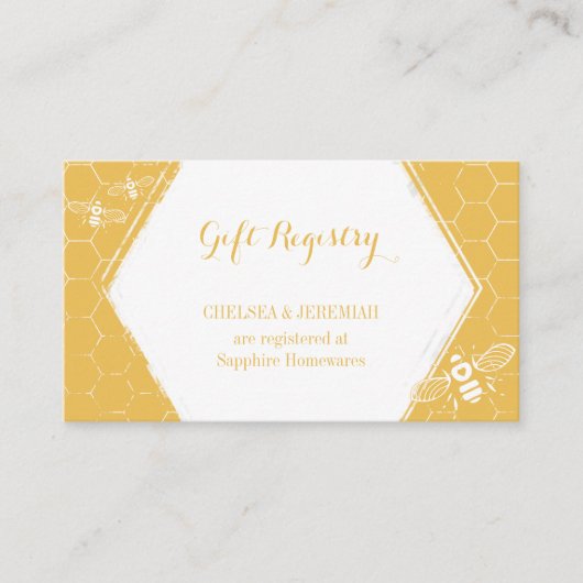 Honey Bee Yellow Gift Registry Card Begleitkarte (Vorderseite)