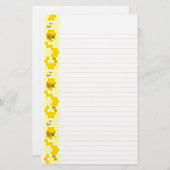 Honey Bee Yellow Honeycomb Lined Stationery Briefpapier (Vorne/Hinten)